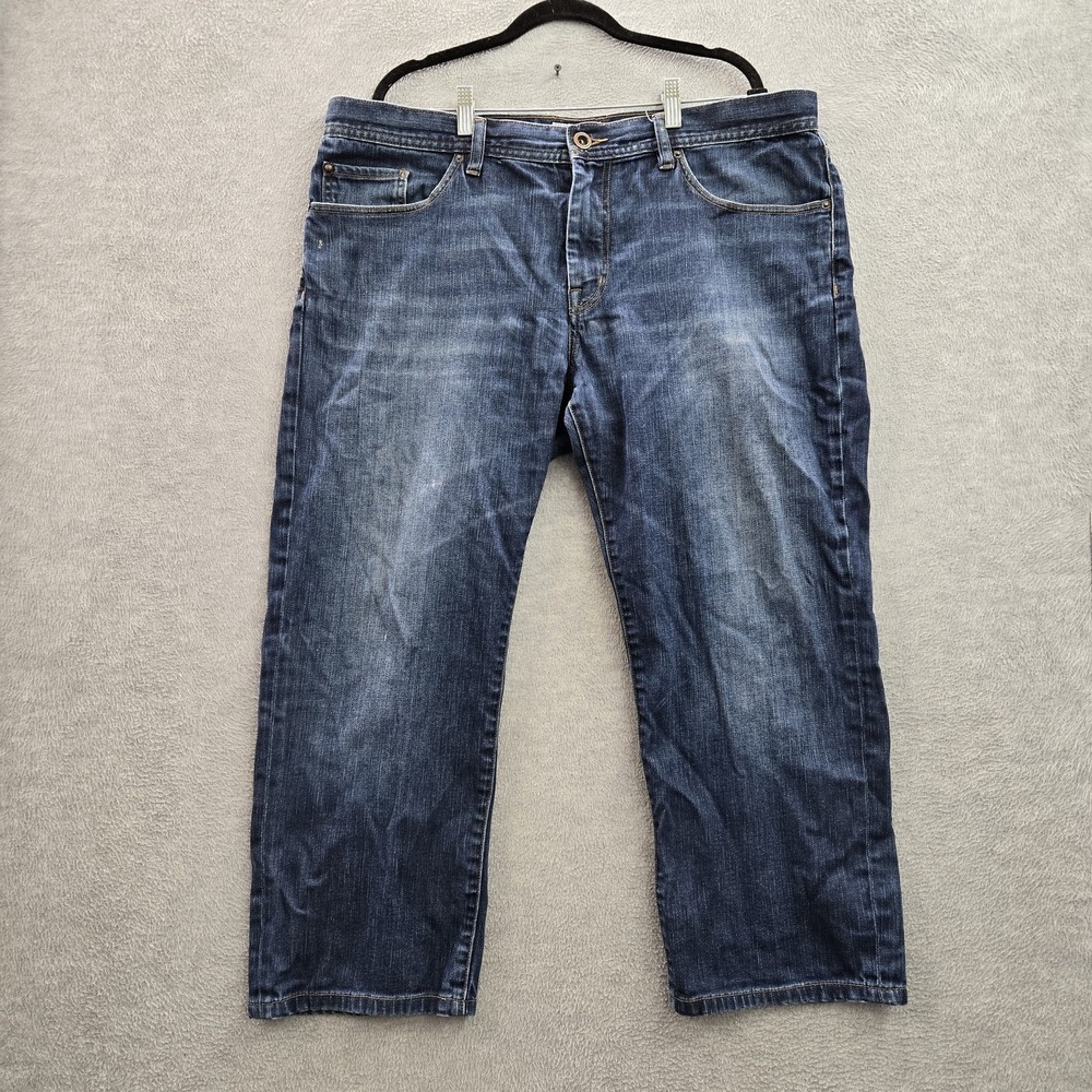 Travis Mathew Men Jeans 40 Blue Denim Button 25" Inseam Logo